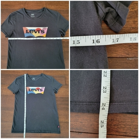 Levi's Women's Black Logo Perfect Short Sleeve Crew Neck Cotton T-Shirt Size XS - Picture 7 of 8